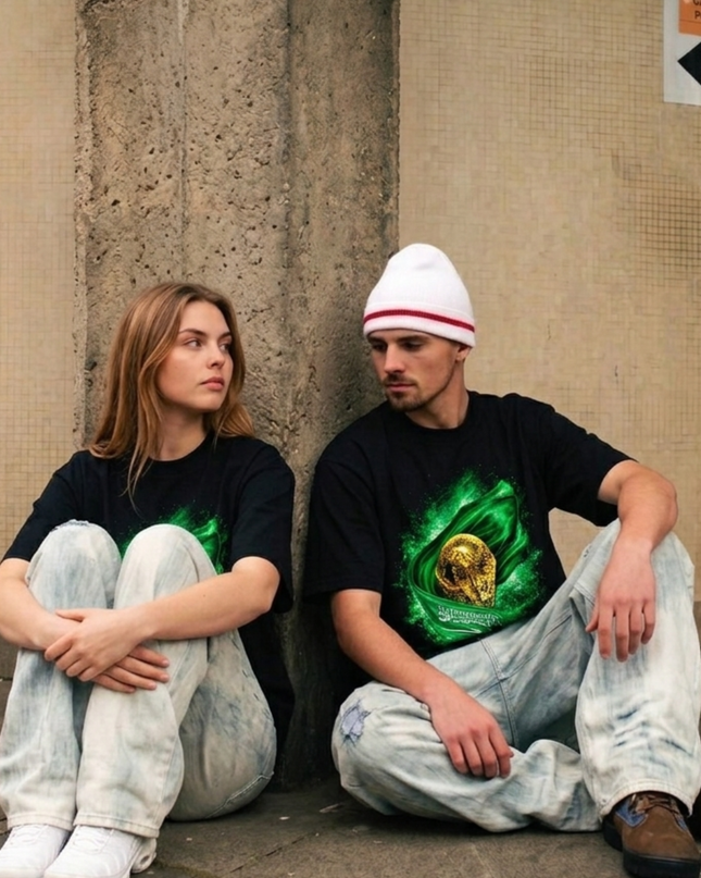 T-shirt unisexe fan Coupe du Monde 2026 de football - Drapeau Trophée Arabie Saoudite