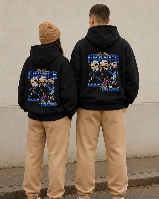 Les Bleus France Allez Les Bleus Retro Team Collage Unisex Fan Hoodie