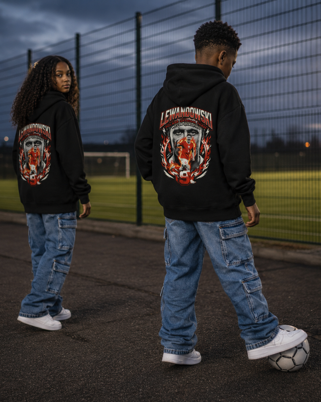 Robert Lewandowski #9 Poland WC 2026 Qualified Fire Kids Fan Hoodie