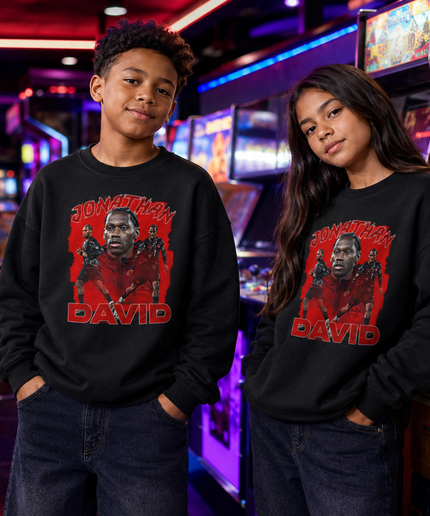 Jonathan David Canada 2026 Kids Fan Crewneck – Red Edition