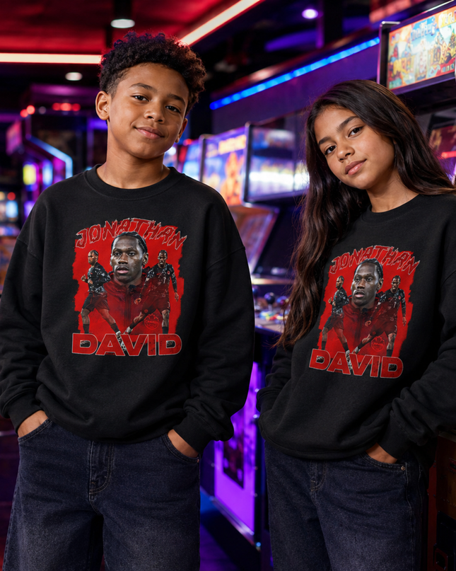 Jonathan David Canada 2026 Kids Fan Crewneck – Red Edition
