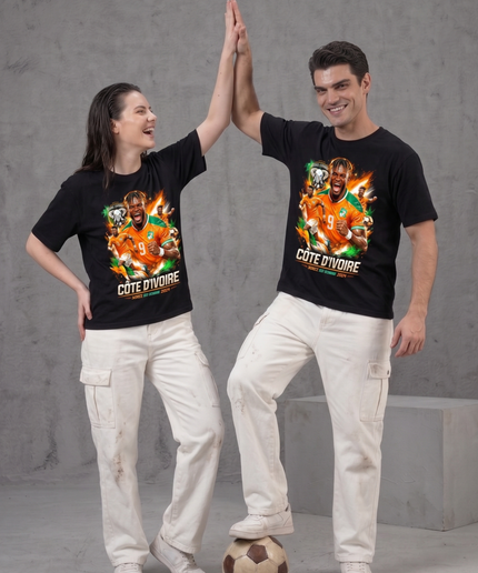T-Shirt Unisexe Fan Côte d'Ivoire #9 Joueurs Fire