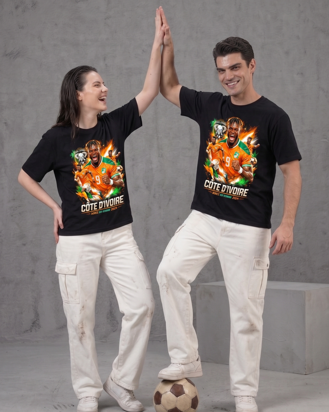 T-Shirt Unisexe Fan Côte d'Ivoire #9 Joueurs Fire