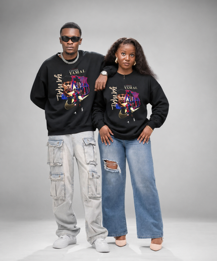 Lamine Yamal Barcelona Gold Script Vintage Unisex Fan Crewneck