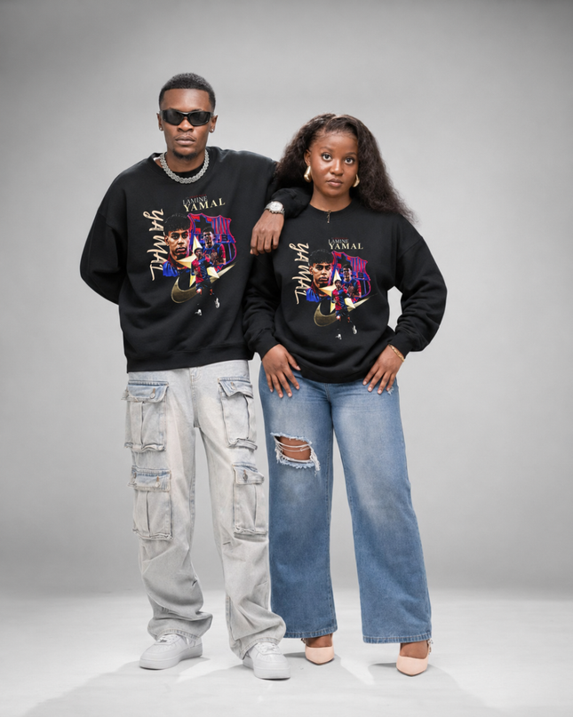 Lamine Yamal Barcelona Gold Script Vintage Unisex Fan Crewneck