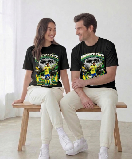 T-shirt unisexe Rodrygo Goes #11 Brésil Coupe du monde de football 2026 pour fan