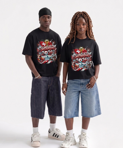 T-shirt unisexe Coupe du Monde de Football Suisse 2026 édition Héritage Graffiti