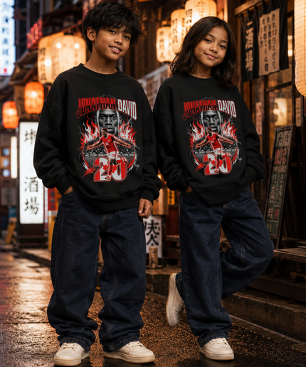 Jonathan David Canada 2026 Fire Kids Fan Crewneck
