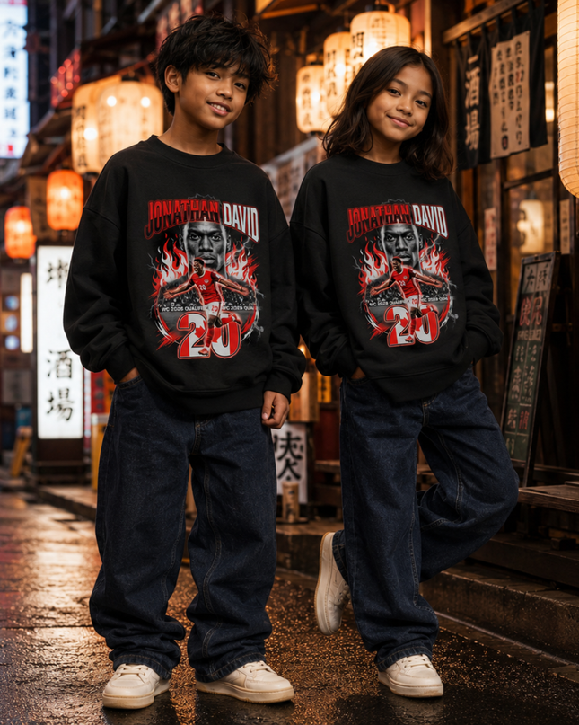 Jonathan David Canada 2026 Fire Kids Fan Crewneck