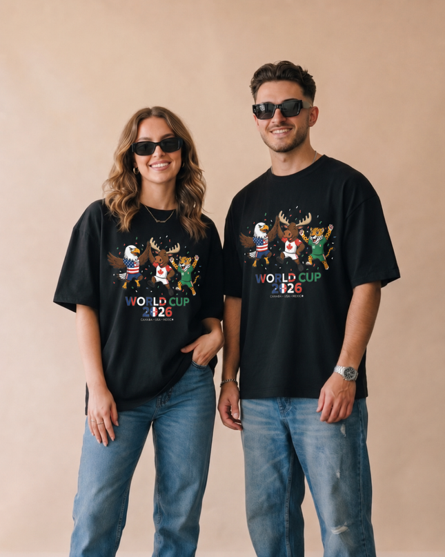 World Cup 2026 Canada USA Mexico Mascots Unisex Fan T-Shirt