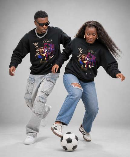 Lamine Yamal Barcelona Gold Script Vintage Unisex Fan Crewneck