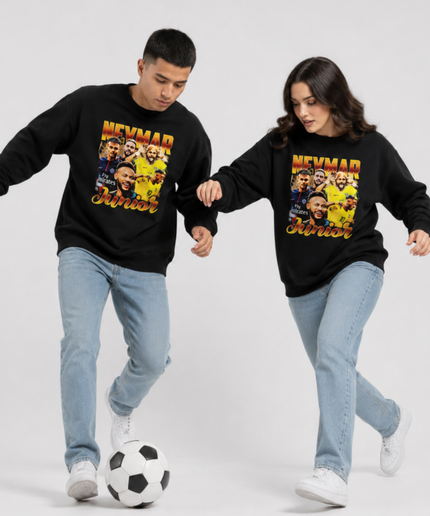 Neymar Jr Or Orange Vintage Bootleg Multi-Kit Collage Unisexe Col Ras du Cou Fan