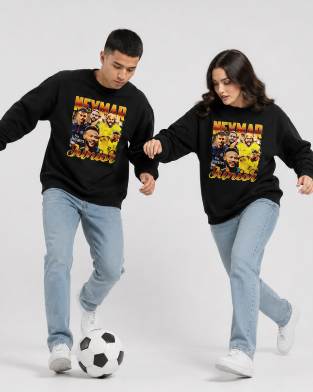 Neymar Jr Gold Orange Vintage Bootleg Multi-Kit Collage Unisex Fan Crewneck