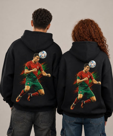 Cristiano Ronaldo #7 Portugal Coup de Tête Saut Peinture Artistique Éclaboussures Sweat à Capuche Adulte Fan