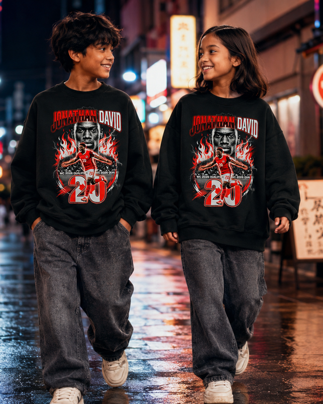 Jonathan David Canada 2026 Fire Kids Fan Crewneck