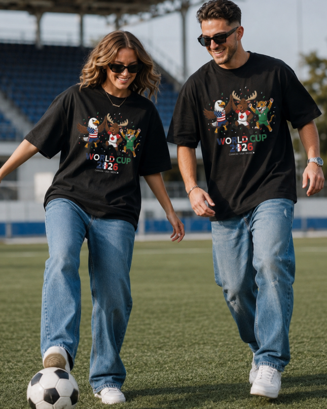 World Cup 2026 Canada USA Mexico Mascots Unisex Fan T-Shirt