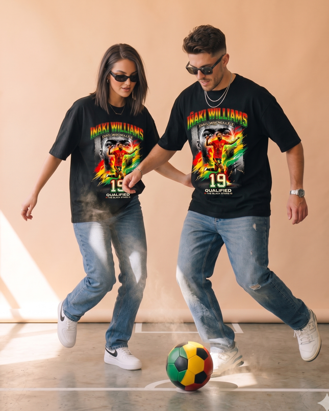 T-shirt unisexe Iñaki Williams #19 Ghana Black Stars Qualifié Coupe du Monde de Football 2026 pour les fans