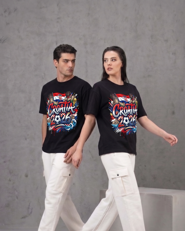 Croatie 2026 Édition Graffiti Coupe du Monde de Football 2026 T-shirt de supporter unisexe