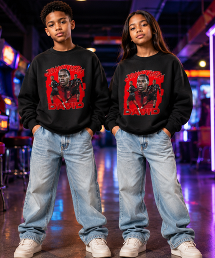 Jonathan David Canada 2026 Kids Fan Crewneck – Red Edition