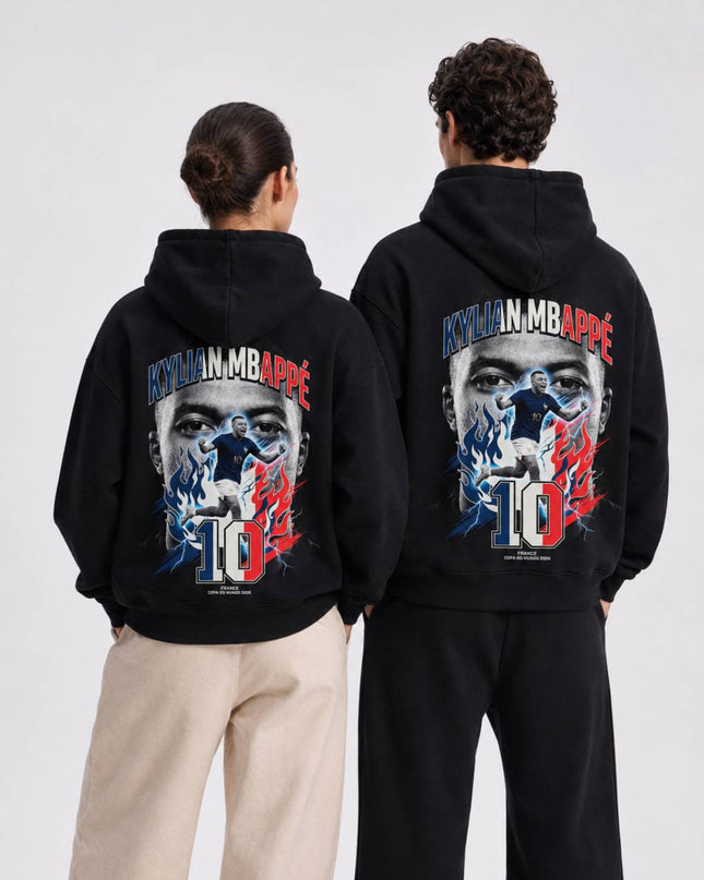 Kylian Mbappe #10 France Copa do Mundo 2026 Lightning Portrait Unisex Fan Hoodie