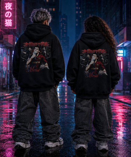 Sweat à capuche enfant Lionel Messi Barcelone MONSTRO Dark Gothic Metal Collage
