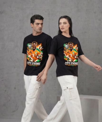 T-Shirt Unisexe Fan Côte d'Ivoire #9 Joueurs Fire