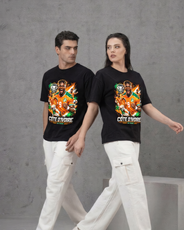 T-Shirt Unisexe Fan Côte d'Ivoire #9 Joueurs Fire