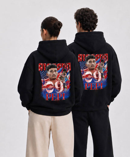 Ricardo Pepi USA #9 Red White Blue Vintage Bootleg Unisex Fan Hoodie