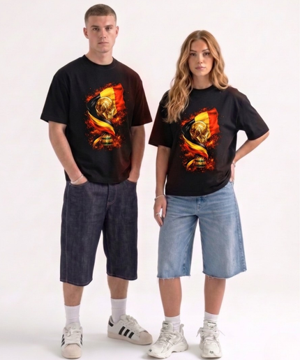 Belgique Coupe du Monde Trophée Drapeau Feu Football Coupe du Monde 2026 T-shirt Unisexe Fan