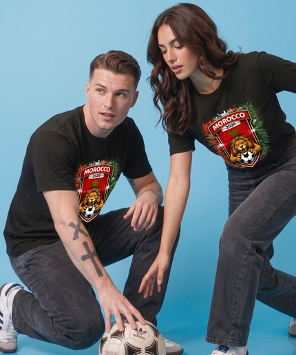 T-shirt unisexe fan Maroc 2026 Lions de l'Atlas rugissants Blason