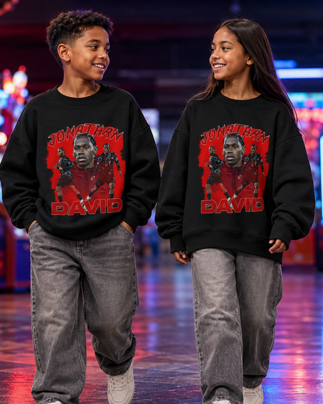 Jonathan David Canada 2026 Kids Fan Crewneck – Red Edition