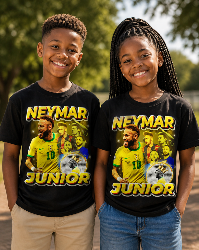 Neymar Junior Brazil Gold Collage Kids Fan T-Shirt
