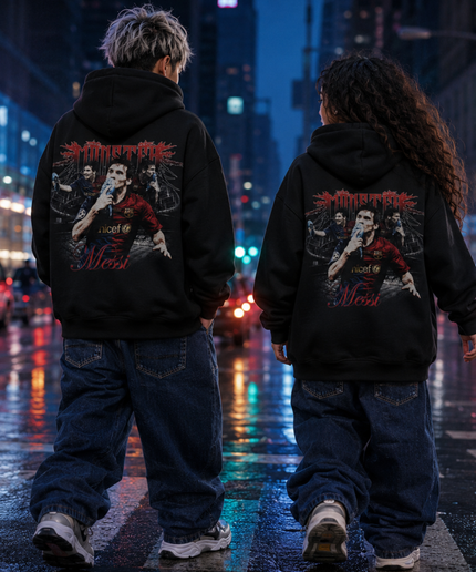 Sweat à capuche enfant Lionel Messi Barcelone MONSTRO Dark Gothic Metal Collage