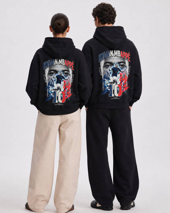 Kylian Mbappe #10 France Copa do Mundo 2026 Lightning Portrait Unisex Fan Hoodie