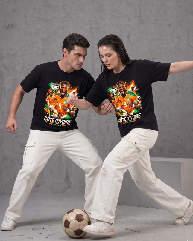 T-Shirt Unisexe Fan Côte d'Ivoire #9 Joueurs Fire