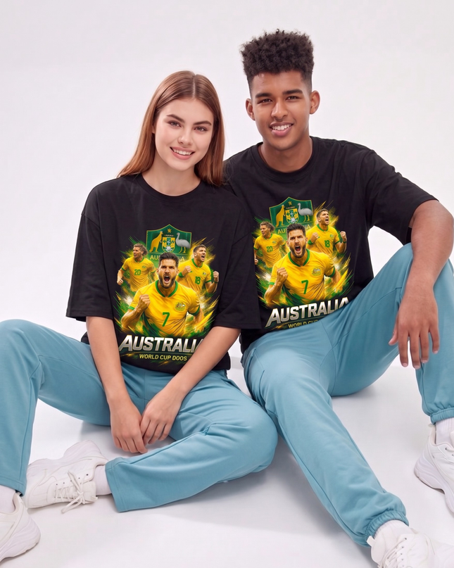 T-shirt Unisexe Fans Équipe d'Australie de Football Coupe du Monde 2026