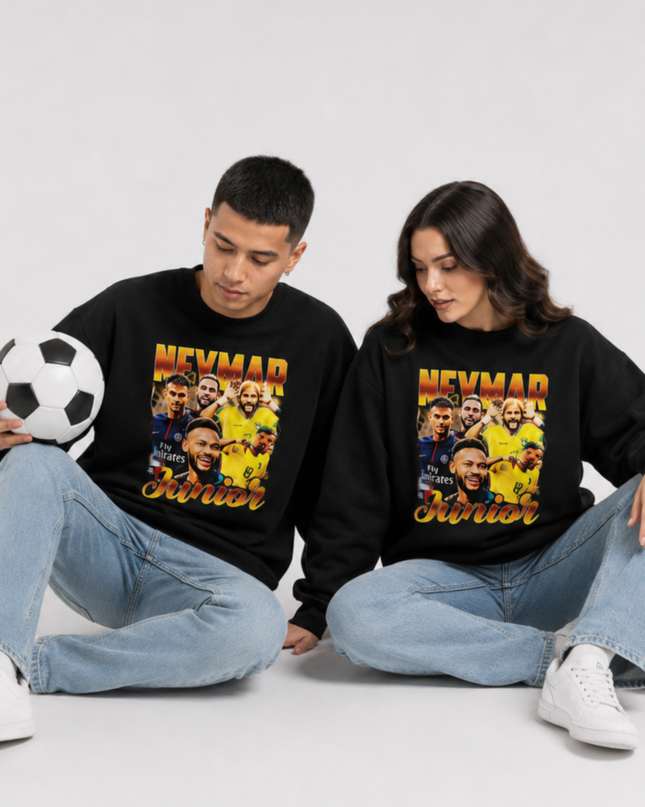 Neymar Jr Gold Orange Vintage Bootleg Multi-Kit Collage Unisex Fan Crewneck
