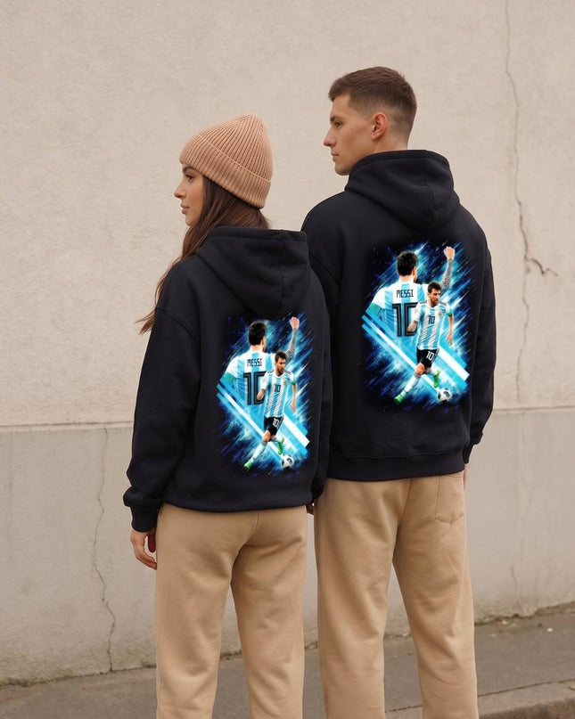 Lionel Messi #10 Argentina Blue Neon Action Unisex Fan Hoodie