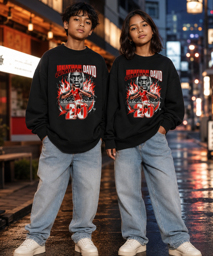 Jonathan David Canada 2026 Fire Kids Fan Crewneck