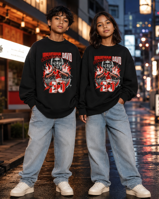 Jonathan David Canada 2026 Fire Kids Fan Crewneck