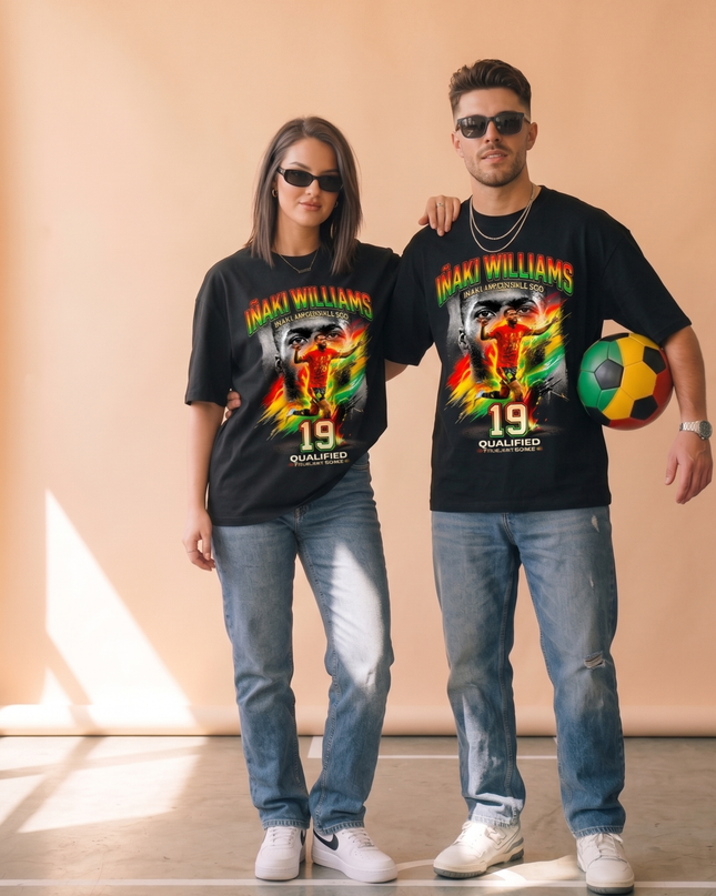 T-shirt unisexe Iñaki Williams #19 Ghana Black Stars Qualifié Coupe du Monde de Football 2026 pour les fans
