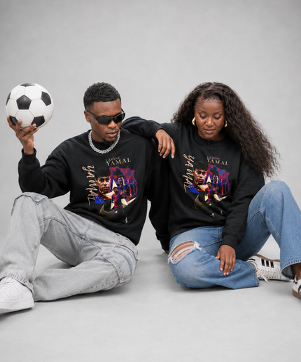 Lamine Yamal Barcelona Gold Script Vintage Unisex Fan Crewneck