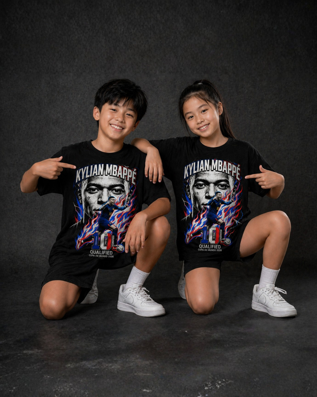 Kylian Mbappé France #10 T-Shirt Enfant Fan Qualifié Coupe du Monde 2026