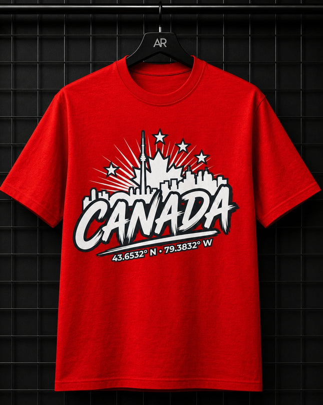 Canada Toronto Skyline 43.6532° N · 79.3832° W Unisex Fan T-Shirt
