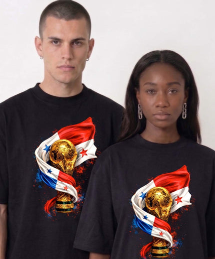 T-shirt unisexe de supporter Panama Coupe du Monde Trophée Drapeau Feu Football Coupe du Monde 2026
