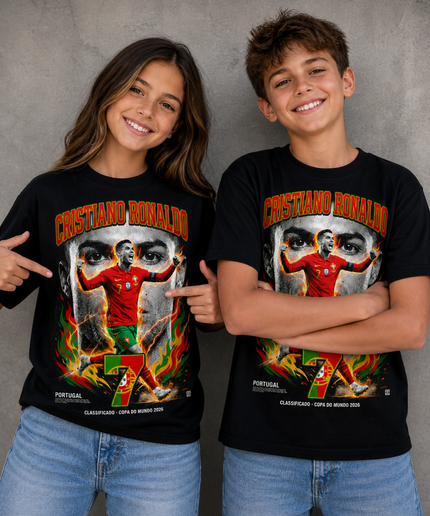 T-shirt enfant fan Cristiano Ronaldo Portugal #7 Qualifié Coupe du Monde 2026