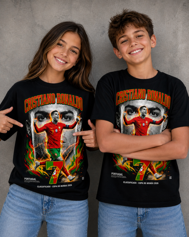 Cristiano Ronaldo Portugal #7 Classificado Copa do Mundo 2026 Kids Fan T-Shirt