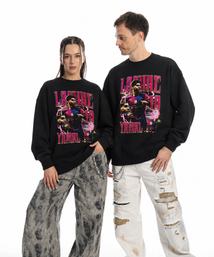Lamine Yamal Barcelona Pink Lightning Bootleg Unisex Fan Crewneck