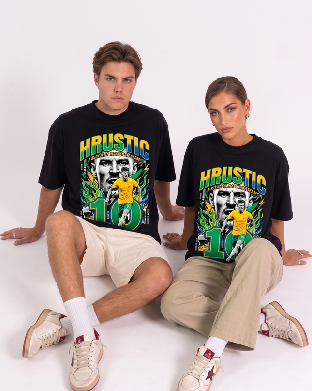 T-shirt Unisexe Fan Coupe du Monde de Football 2026 de l'Équipe Nationale d'Australie Ajdin Hrustic #10