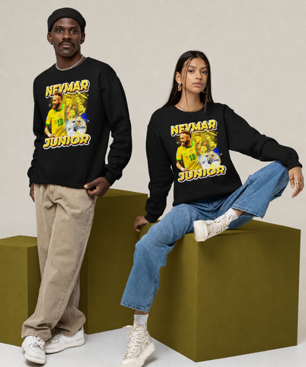 Neymar Jr Brazil Seleção Yellow Gold Glitter Lifestyle Collage Unisex Fan Crewneck